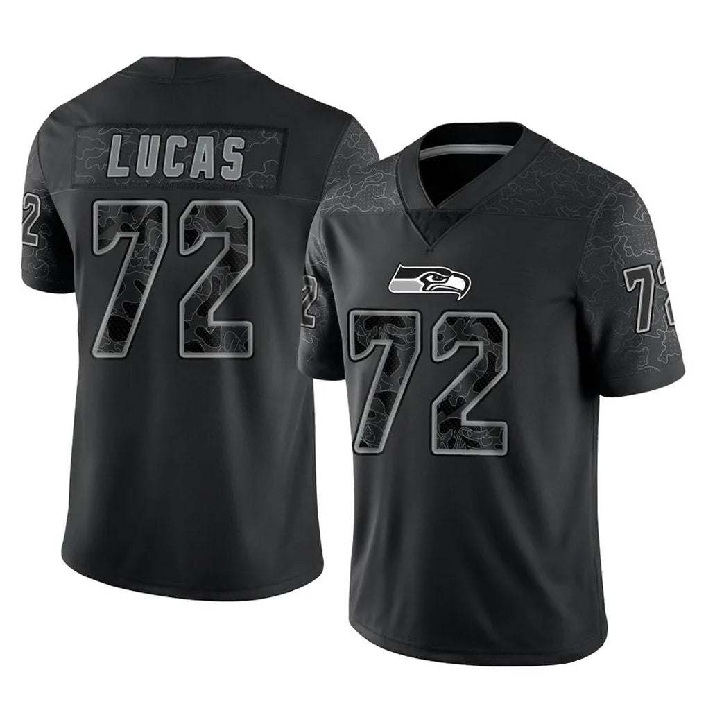 Parkc S.Seahawks #72 Abraham Lucas Player Black Limited Reflective Home Game Stitched Jerseys