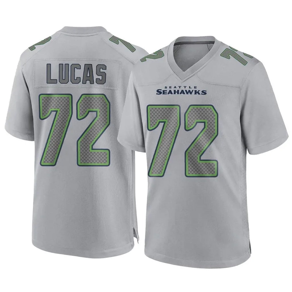 Parkc S.Seahawks #72 Abraham Lucas Player Gray Atmosphere Fashion Home Game Stitched Jerseys