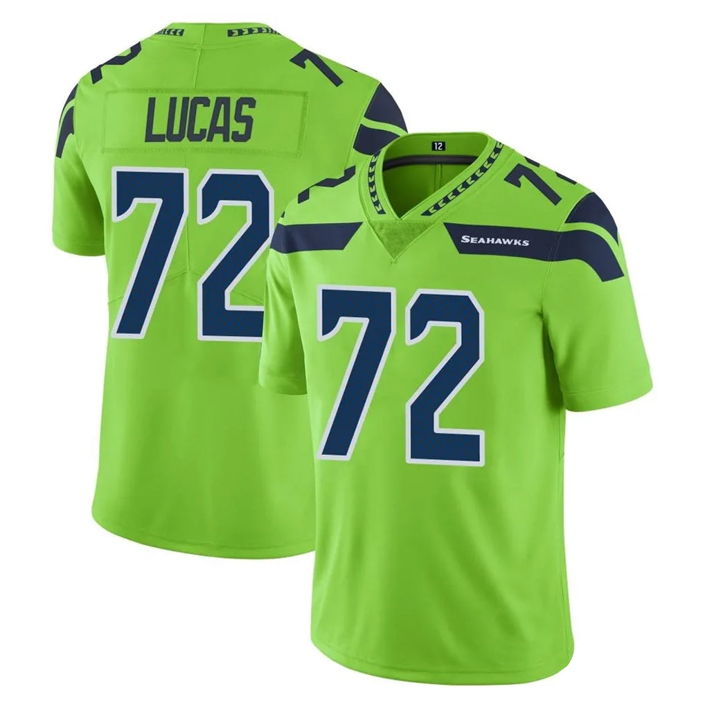 Parkc S.Seahawks #72 Abraham Lucas Player Green Limited Color Rush Home Game Stitched Jerseys