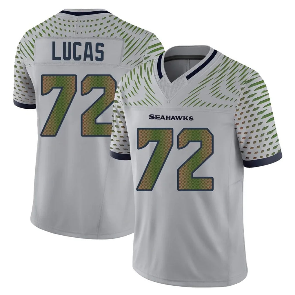 Parkc S.Seahawks #72 Abraham Lucas Player Grey Limited 2025 Rivalries Collection Home Game Stitched Jerseys