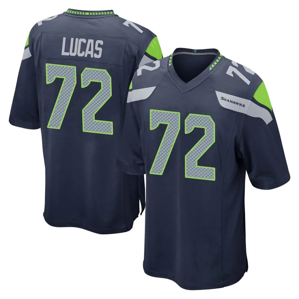 Parkc S.Seahawks #72 Abraham Lucas Player Navy Home Game Stitched Jerseys