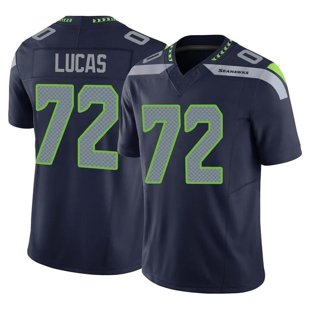 Parkc S.Seahawks #72 Abraham Lucas Player Navy Limited Vapor F.U.S.E. Home Game Stitched Jerseys