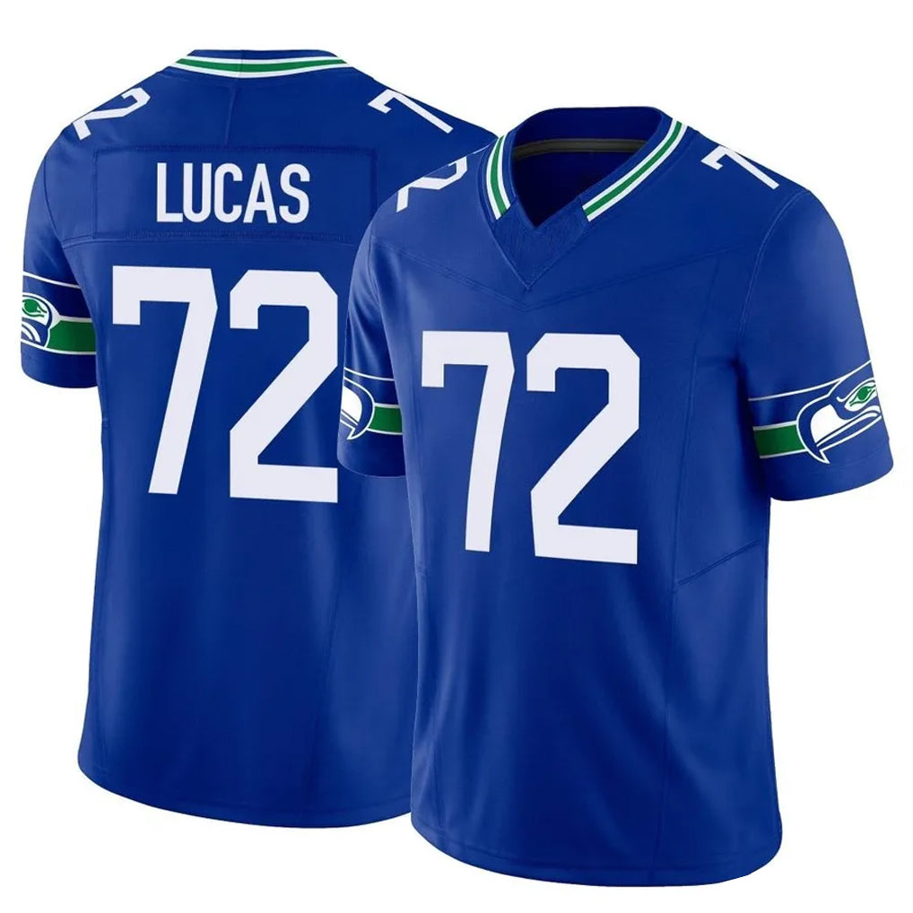 Parkc S.Seahawks #72 Abraham Lucas Player Royal Limited Throwback Vapor F.U.S.E. Home Game Stitched Jerseys