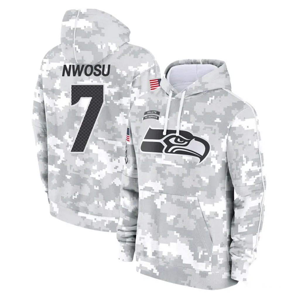 Parkc S.Seahawks #7 Uchenna Nwosu Player Arctic Camo Limited Salute to Service Pullover Hoodies Game Stitched Jerseys