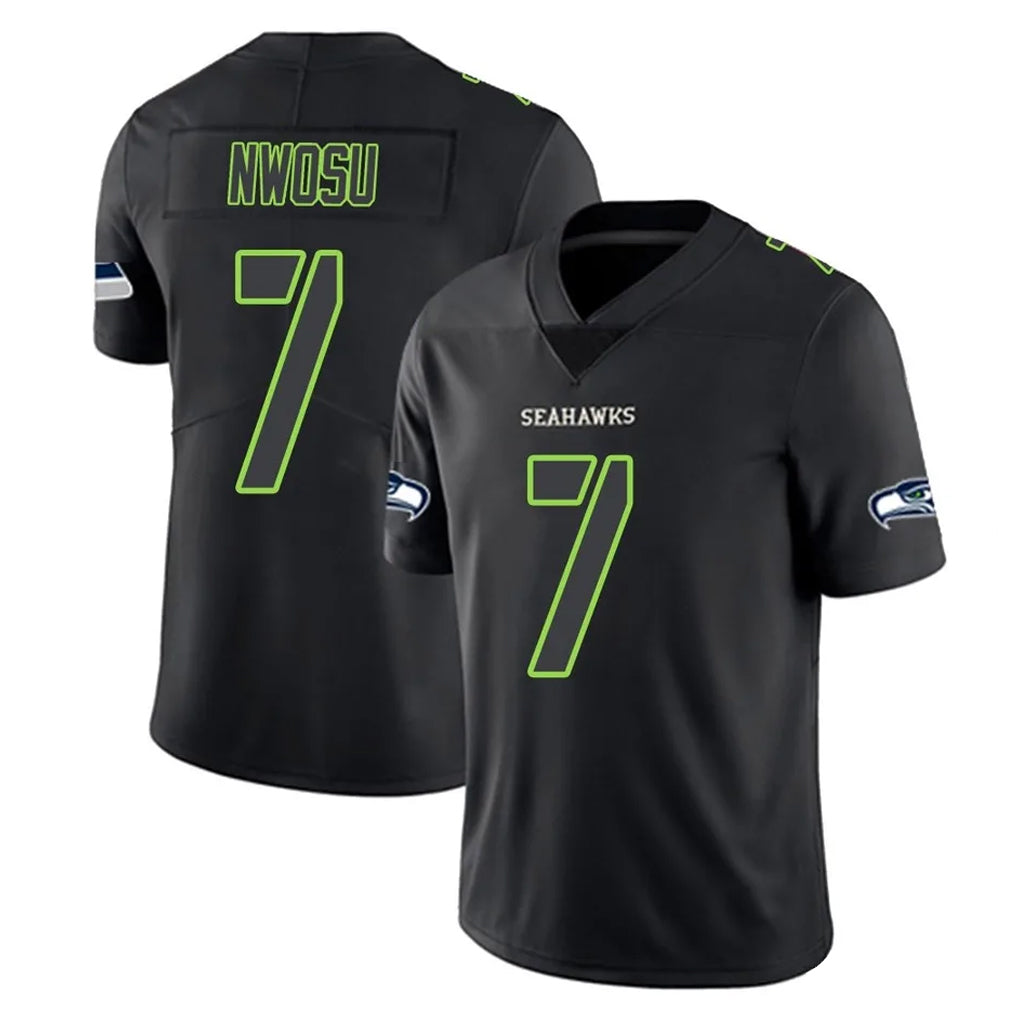 Parkc S.Seahawks #7 Uchenna Nwosu Player Black Impact Limited Home Game Stitched Jerseys