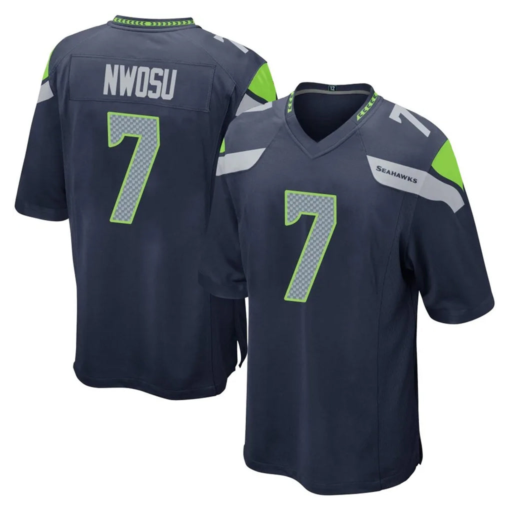 Parkc S.Seahawks #7 Uchenna Nwosu Player Navy Home Game Stitched Jerseys
