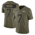 Parkc S.Seahawks #7 Uchenna Nwosu Player Olive 2025 Salute To Service Limited Home Game Stitched Jerseys