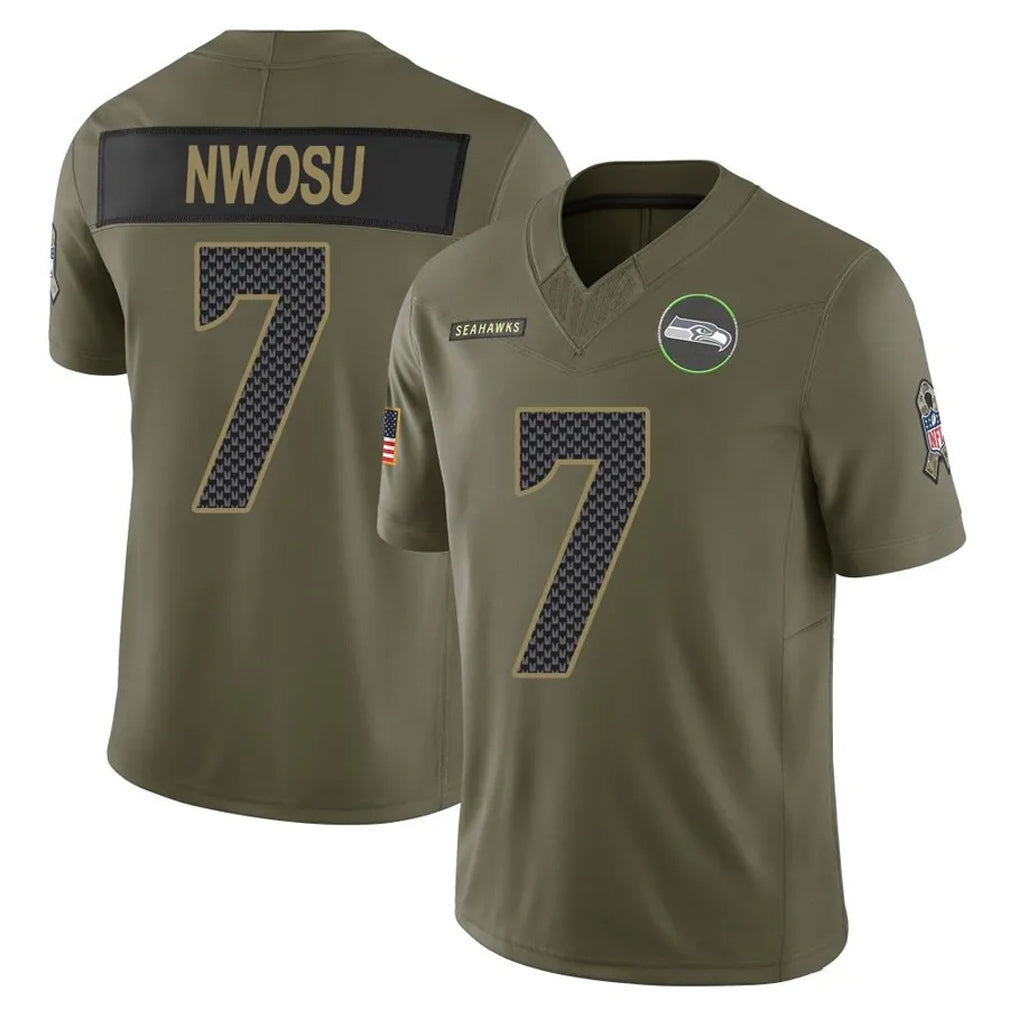 Parkc S.Seahawks #7 Uchenna Nwosu Player Olive 2025 Salute To Service Limited Home Game Stitched Jerseys