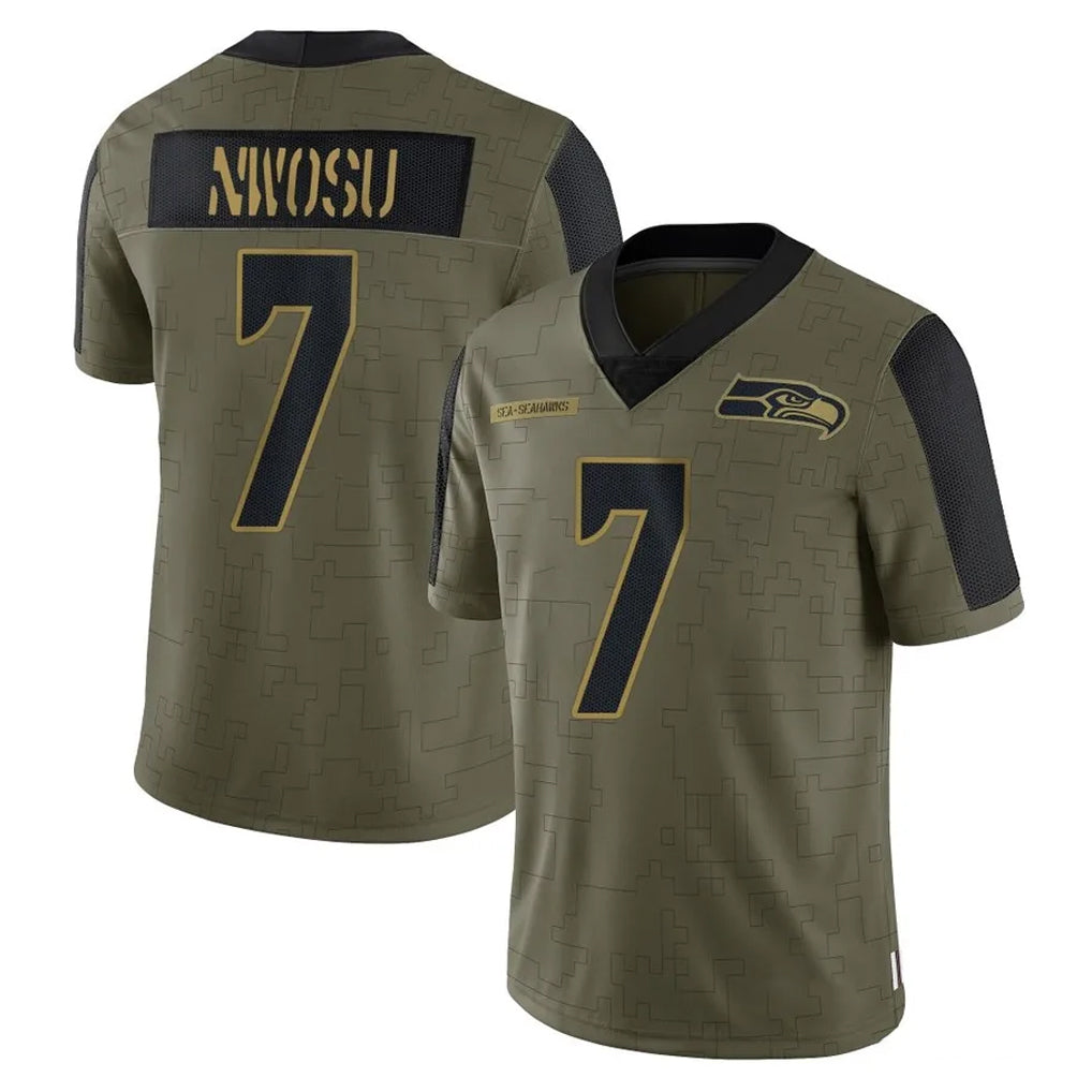Parkc S.Seahawks #7 Uchenna Nwosu Player Olive Salute To Service Limited Game Stitched Jerseys