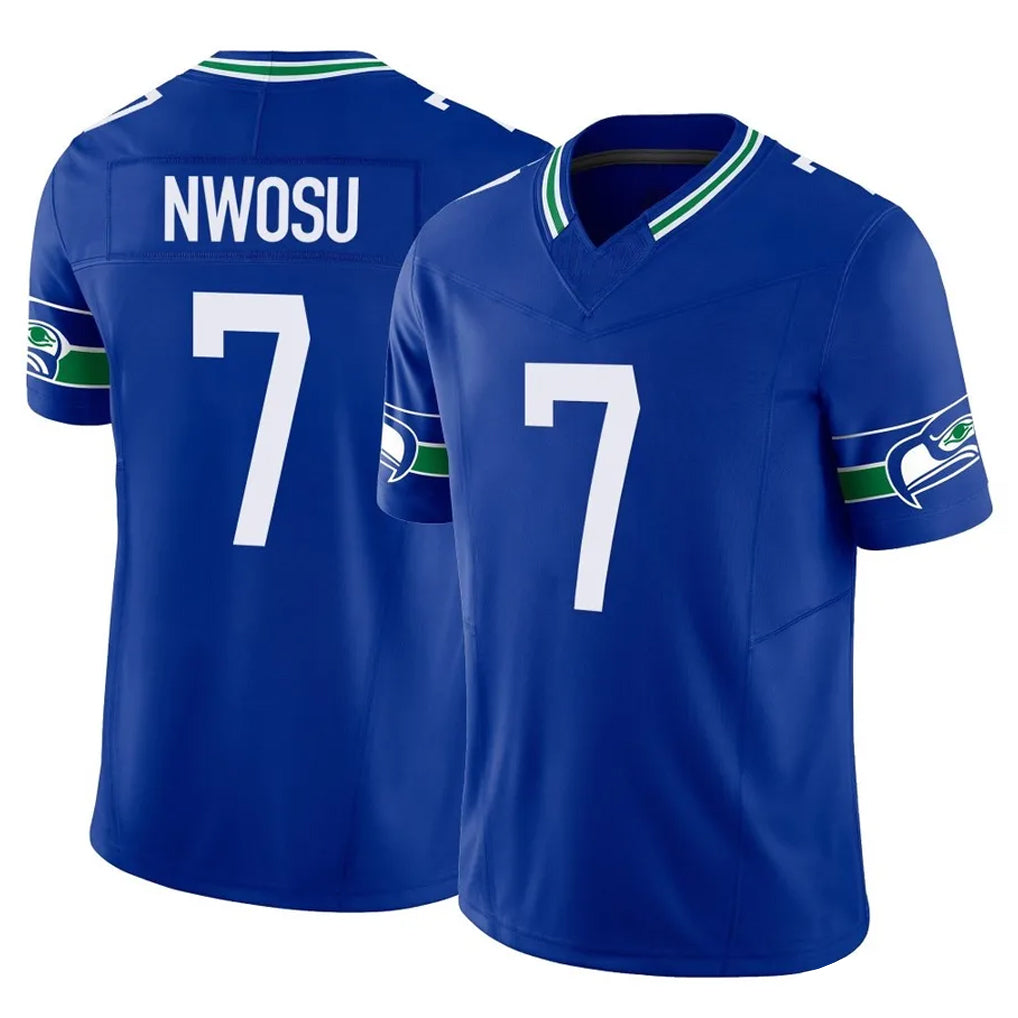 Parkc S.Seahawks #7 Uchenna Nwosu Player Royal Limited Throwback Vapor F.U.S.E. Home Game Stitched Jerseys