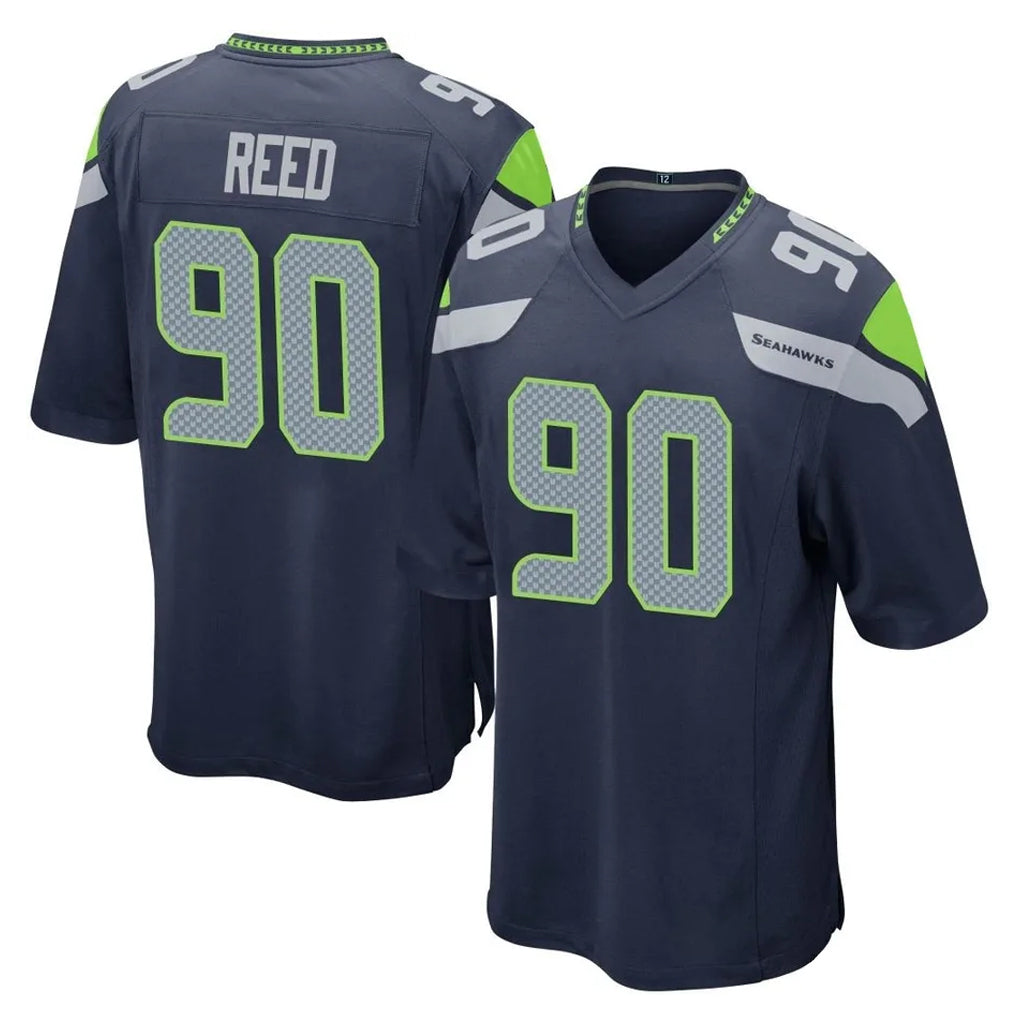 Parkc S.Seahawks #90 Jarran Reed Player Navy Home Game Stitched Jerseys