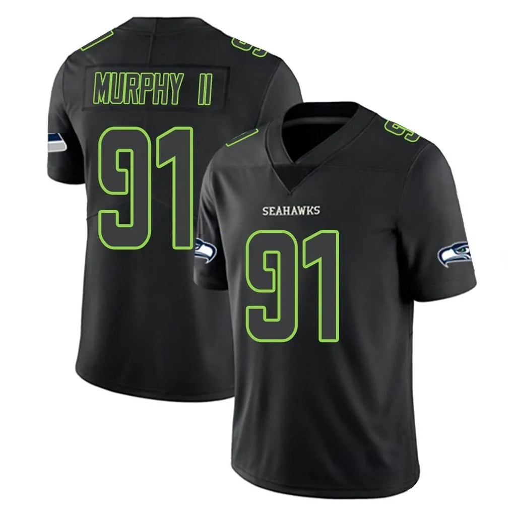 Parkc S.Seahawks #91 Byron Murphy II Player Black Impact Limited Home Game Stitched Jerseys