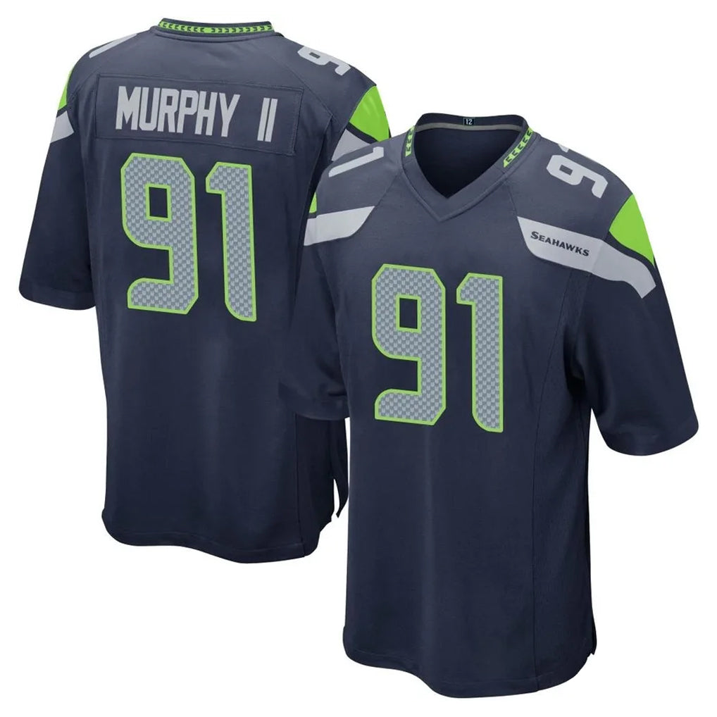 Parkc S.Seahawks #91 Byron Murphy II Player Navy Home Game Stitched Jerseys