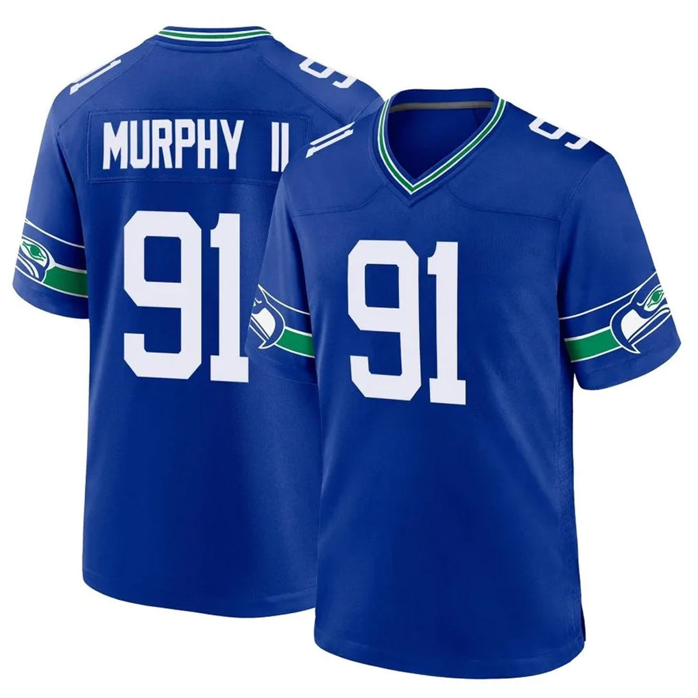 Parkc S.Seahawks #91 Byron Murphy II Player Royal Throwback Home Game Stitched Jerseys