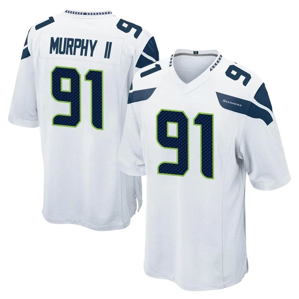 Parkc S.Seahawks #91 Byron Murphy II Player White Home Game Stitched Jerseys
