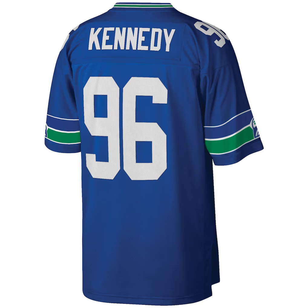 Parkc S.Seahawks #96 Cortez Kennedy Mitchell & Ness Royal Legacy Replica Jersey