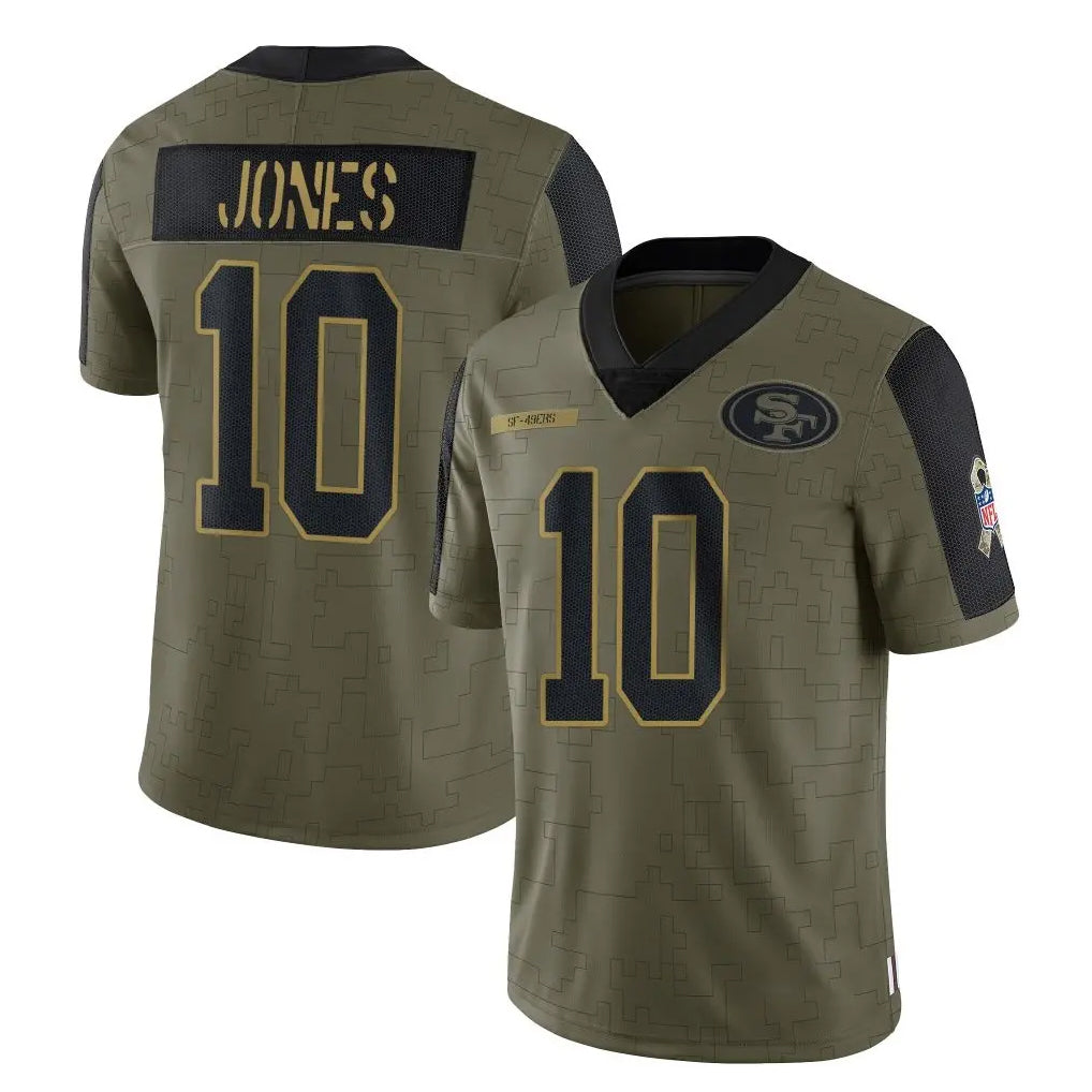Parkc SF.49ers #10 Mac Jones Player Olive Salute To Service Limited Game Stitched Jerseys