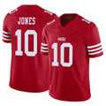 Parkc SF.49ers #10 Mac Jones Player Red Limited Vapor F.U.S.E. Home Game Stitched Jerseys