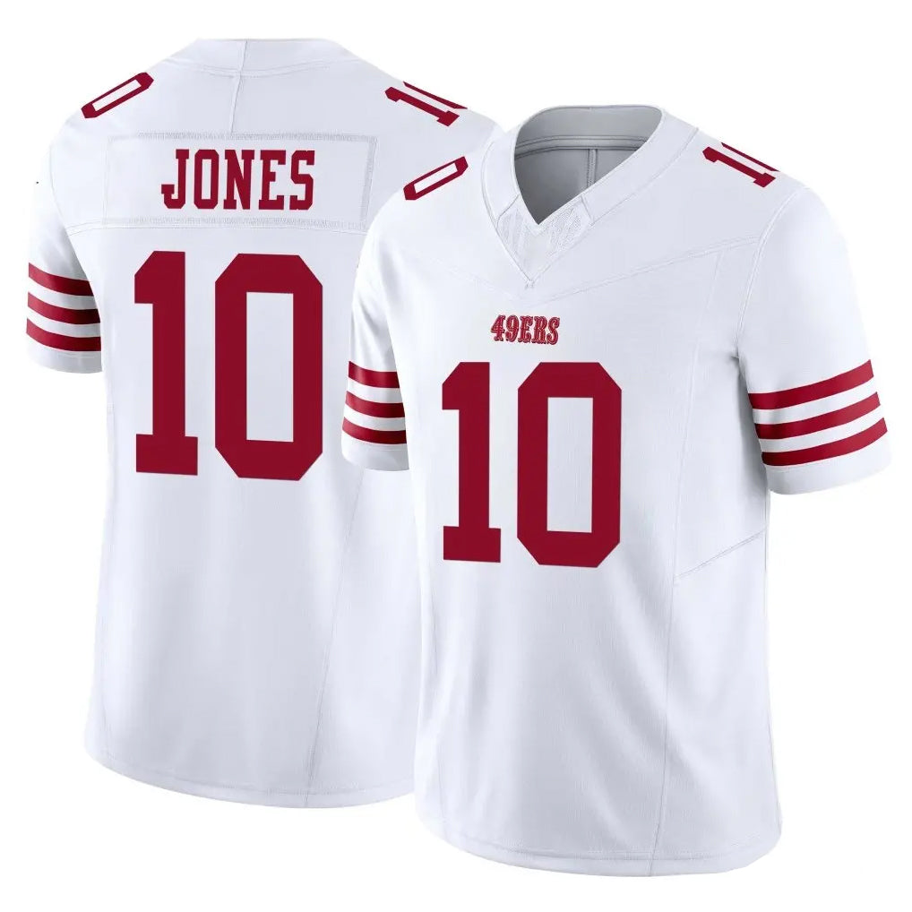 Parkc SF.49ers #10 Mac Jones Player White Limited Vapor F.U.S.E. Home Game Stitched Jerseys