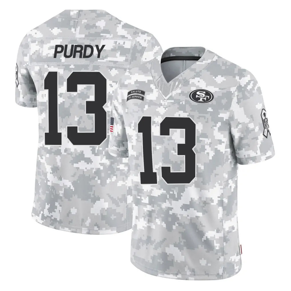 Parkc SF.49ers #13 Brock Purdy Player Arctic Camo Limited Salute To Service Home Game Stitched Jerseys