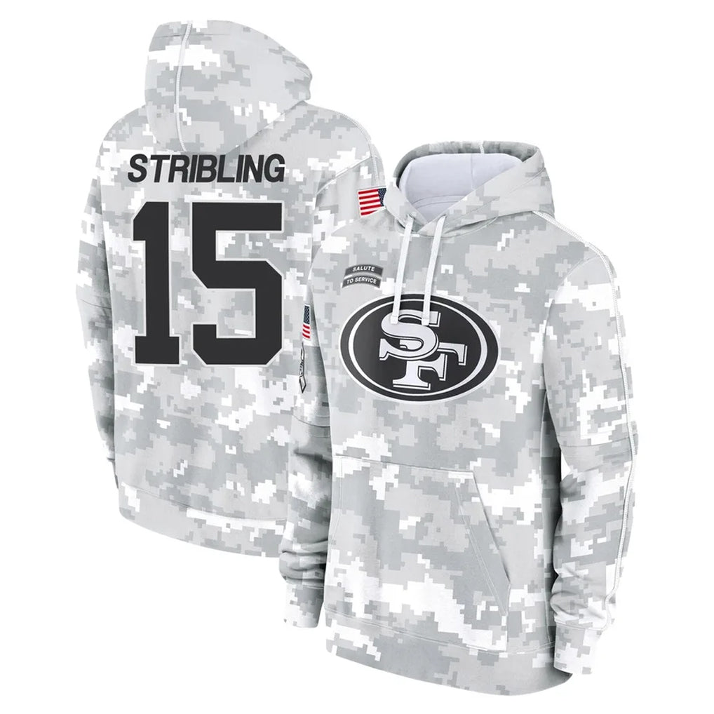Parkc SF.49ers #15 De'Zhaun Stribling Player Arctic Camo Limited Salute to Service Pullover Hoodies Game Stitched Jerseys