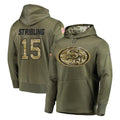 Parkc SF.49ers #15 De'Zhaun Stribling Player Olive Salute to Service Pullover Hoodie Home Game Stitched Jerseys