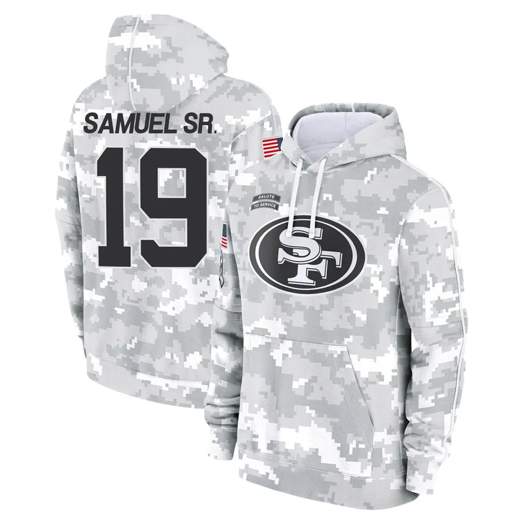 Parkc SF.49ers #19 Deebo Samuel Sr. Player Arctic Camo Limited Salute to Service Pullover Hoodies Game Stitched Jerseys
