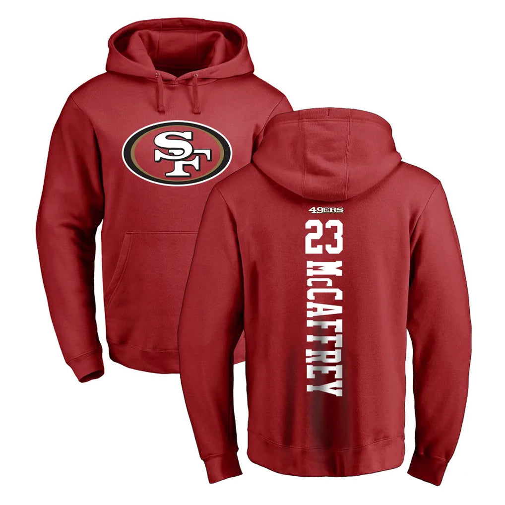 Parkc SF.49ers #23 Christian McCaffrey Player Red LOGO Pullover Hoodies Home Game Stitched Jerseys