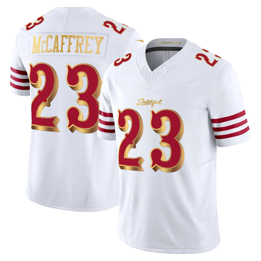 Parkc SF.49ers #23 Christian McCaffrey Player White 2025 Rivalries Collection Game Limited Stitched Jerseys