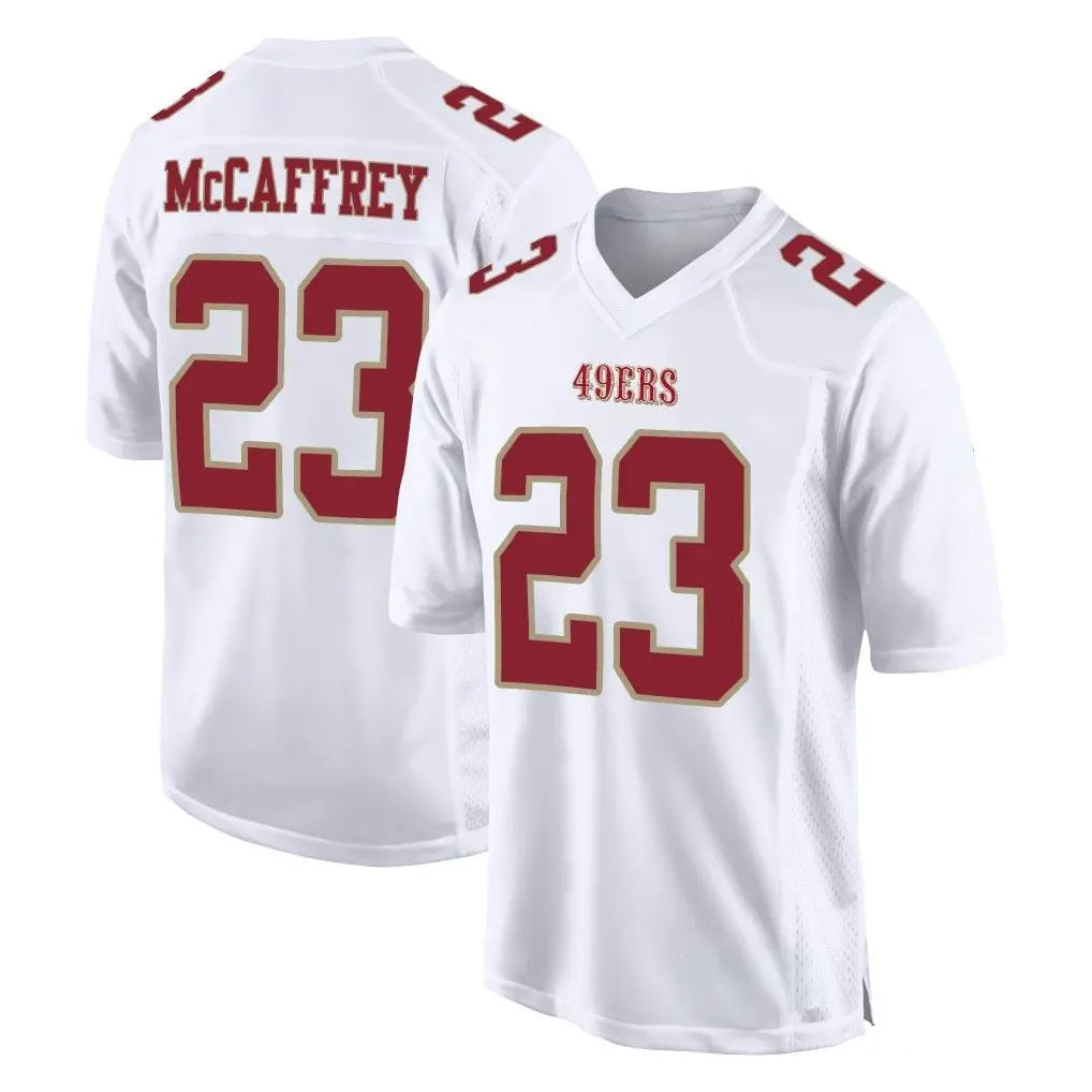 Parkc SF.49ers #23 Christian McCaffrey Player White Fashion Home Game Stitched Jerseys