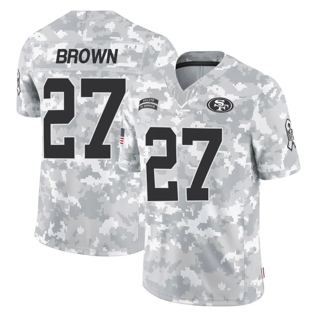 Parkc SF.49ers #27 Ji'Ayir Brown Player Arctic Camo Limited Salute To Service Home Game Stitched Jerseys