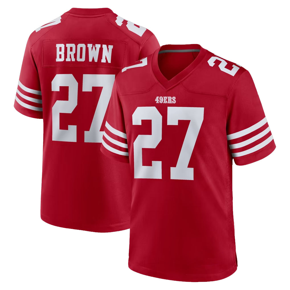Parkc SF.49ers #27 Ji'Ayir Brown Player Red Game Home Stitched Jerseys
