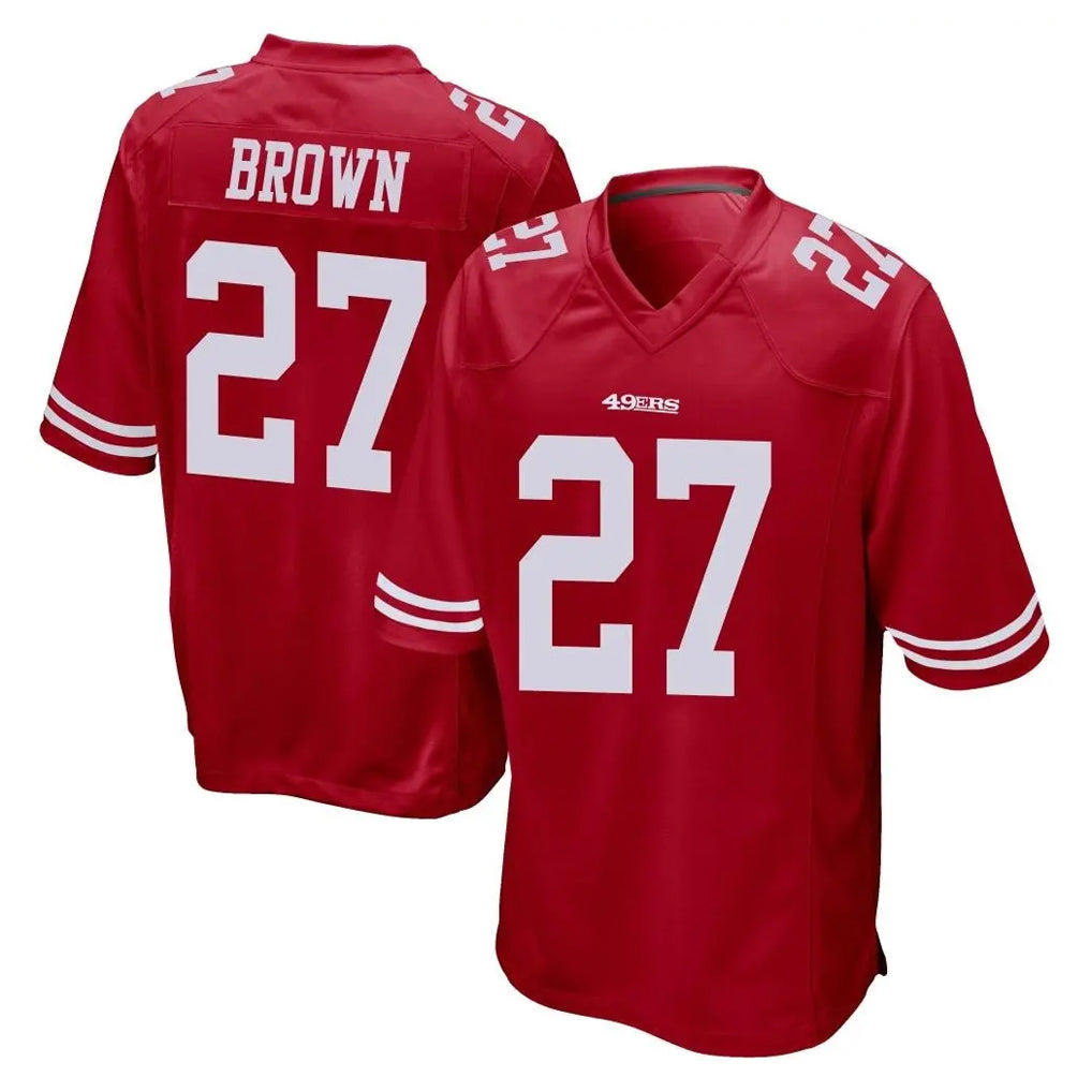 Parkc SF.49ers #27 Ji'Ayir Brown Player Red Home Game Stitched Jerseys
