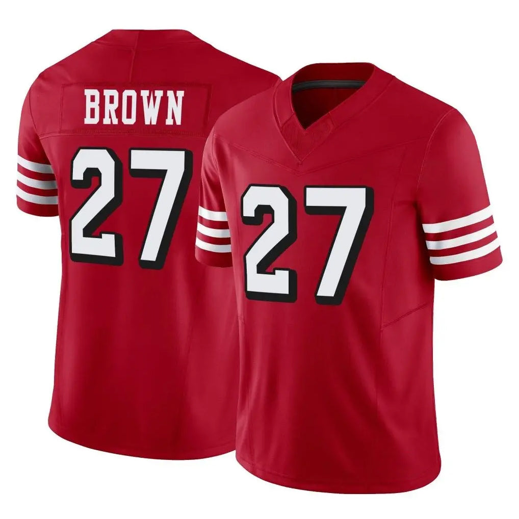 Parkc SF.49ers #27 Ji'Ayir Brown Player Red Limited Alternate Vapor F.U.S.E. Home Game Stitched Jerseys