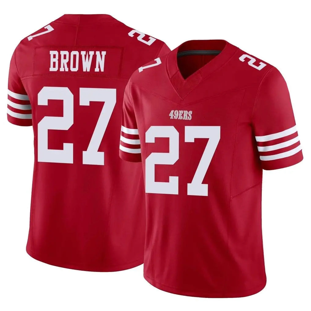 Parkc SF.49ers #27 Ji'Ayir Brown Player Red Limited Vapor F.U.S.E. Home Game Stitched Jerseys