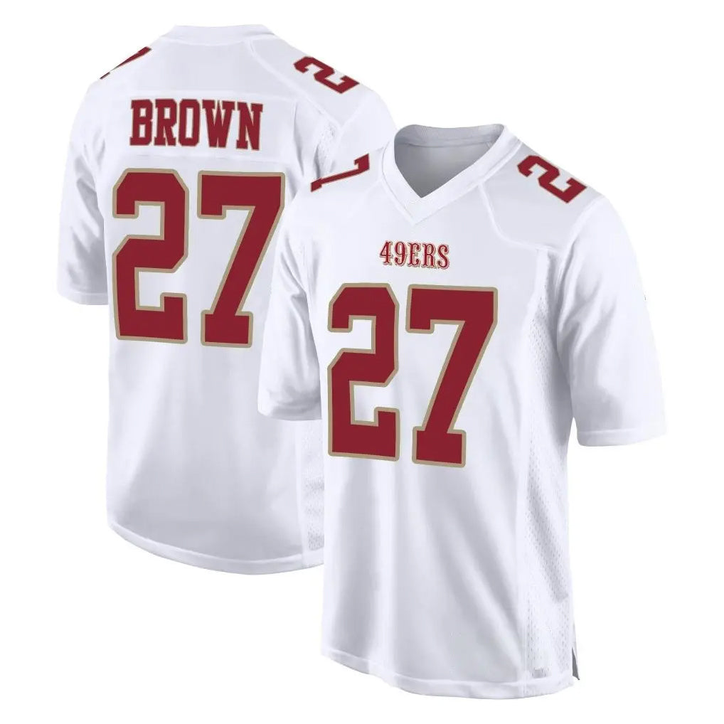 Parkc SF.49ers #27 Ji'Ayir Brown Player White Fashion Home Game Stitched Jerseys
