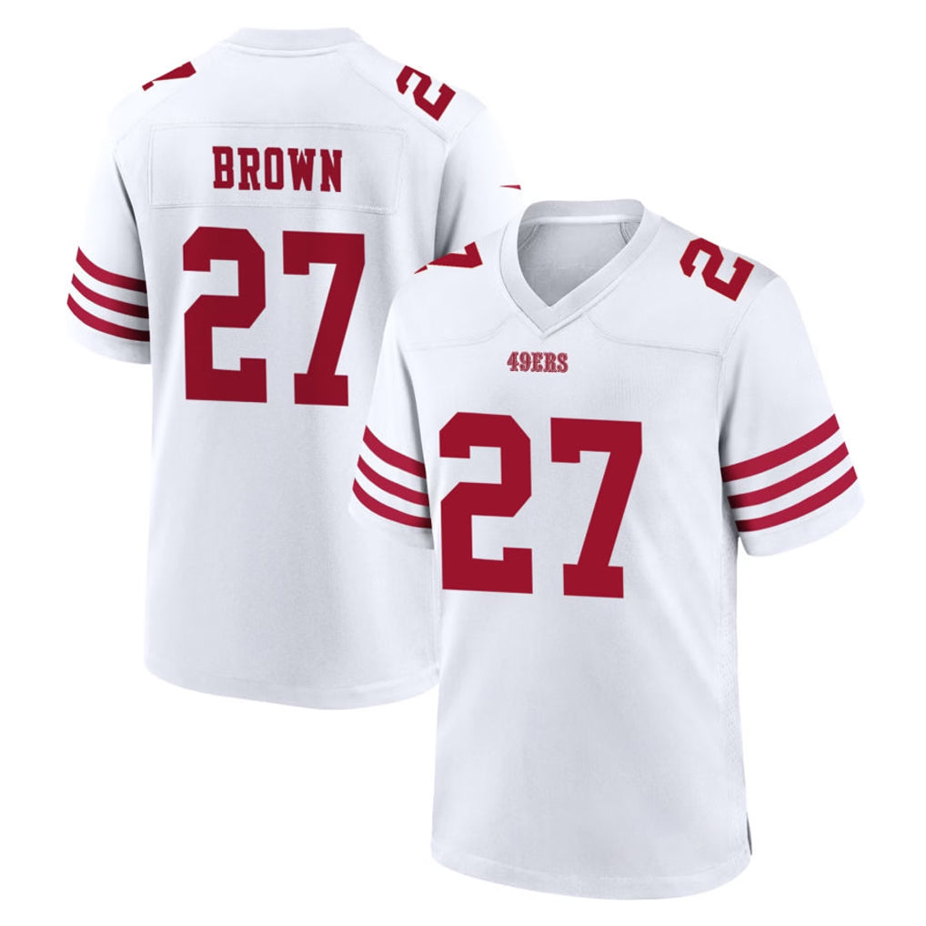 Parkc SF.49ers #27 Ji'Ayir Brown Player White Game Home Stitched Jerseys