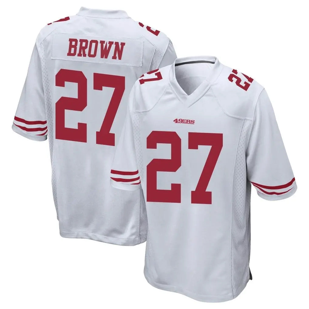 Parkc SF.49ers #27 Ji'Ayir Brown Player White Home Game Stitched Jerseys