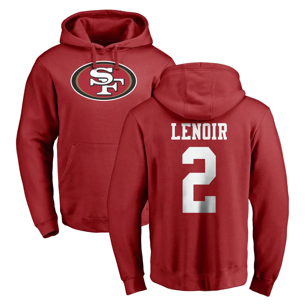 Parkc SF.49ers #2 Deommodore Lenoir Player Red LOGO Pullover Hoodies Home Game Stitched Jerseys