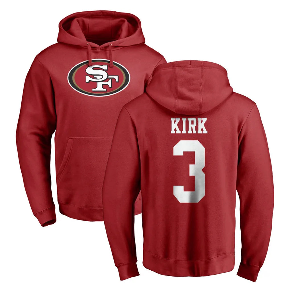 Parkc SF.49ers #3 Christian Kirk Player Red LOGO Pullover Hoodies Home Game Stitched Jerseys