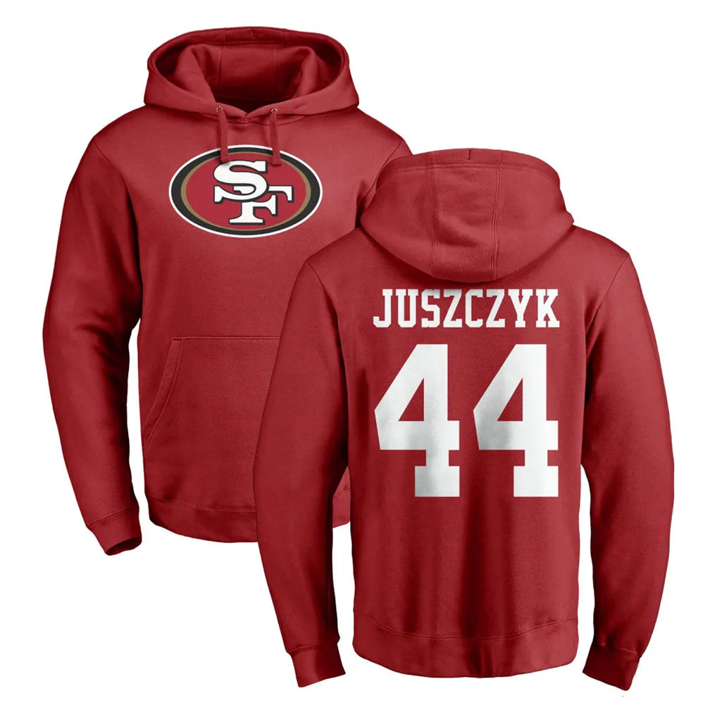Parkc SF.49ers #44 Kyle Juszczyk Player Red LOGO Pullover Hoodies Home Game Stitched Jerseys