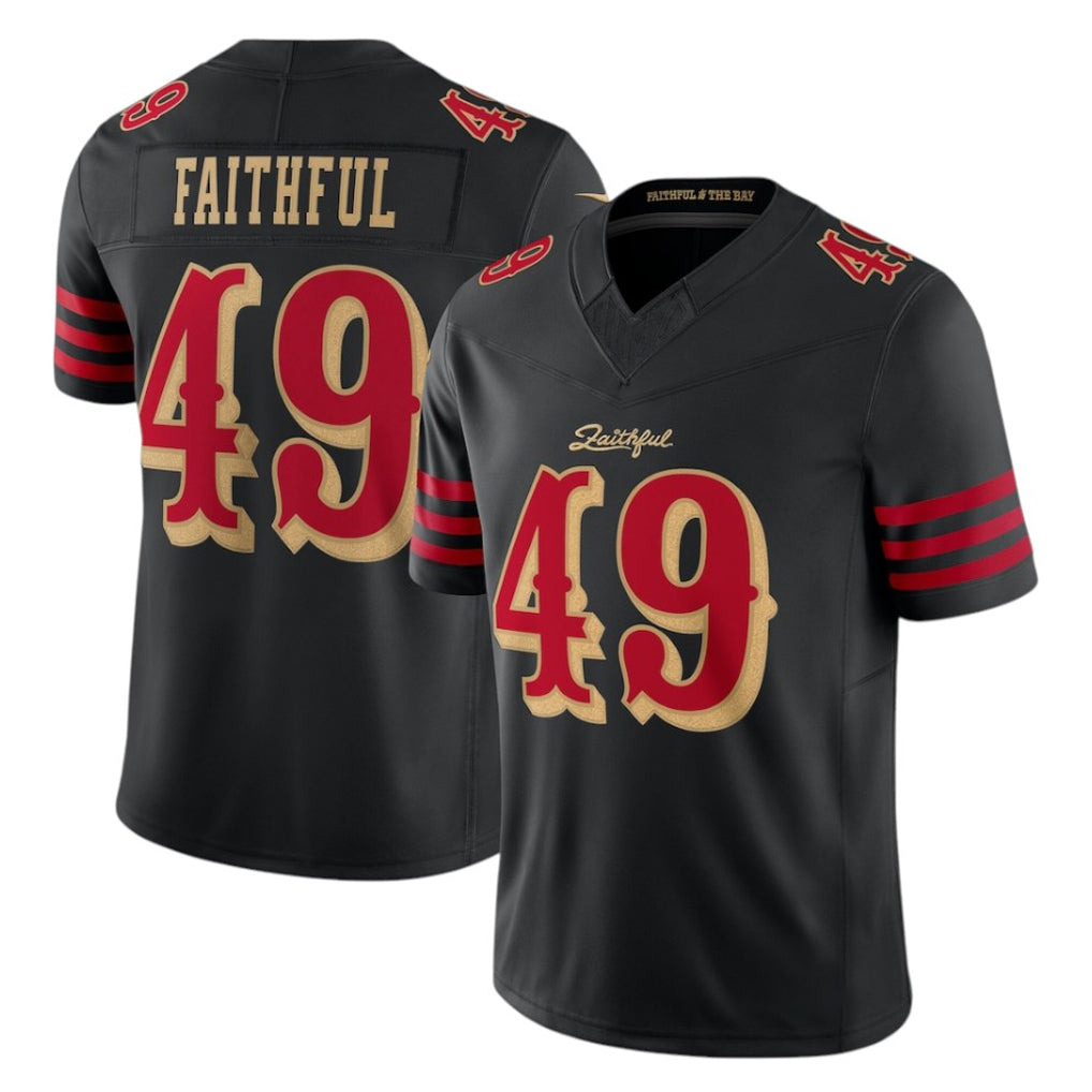 Parkc SF.49ers #49 The Faithful Player Black Limited Rivalries Collection Home Game Stitched Jerseys