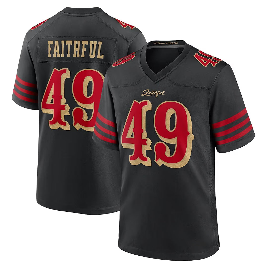 Parkc SF.49ers #49 The Faithful Player Black Rivalries Collection Home Game Stitched Jerseys