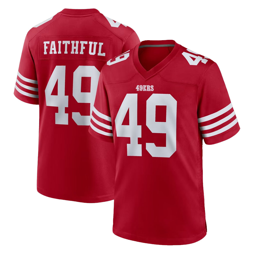 Parkc SF.49ers #49 The Faithful Player Red Game Home Stitched Jerseys