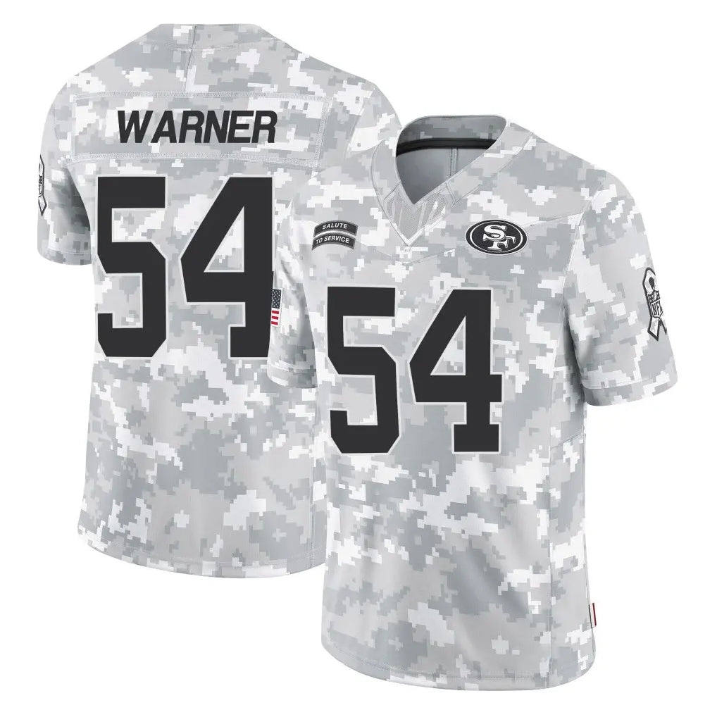 Parkc SF.49ers #54 Fred Warner Player Arctic Camo Limited Salute To Service Home Game Stitched Jerseys
