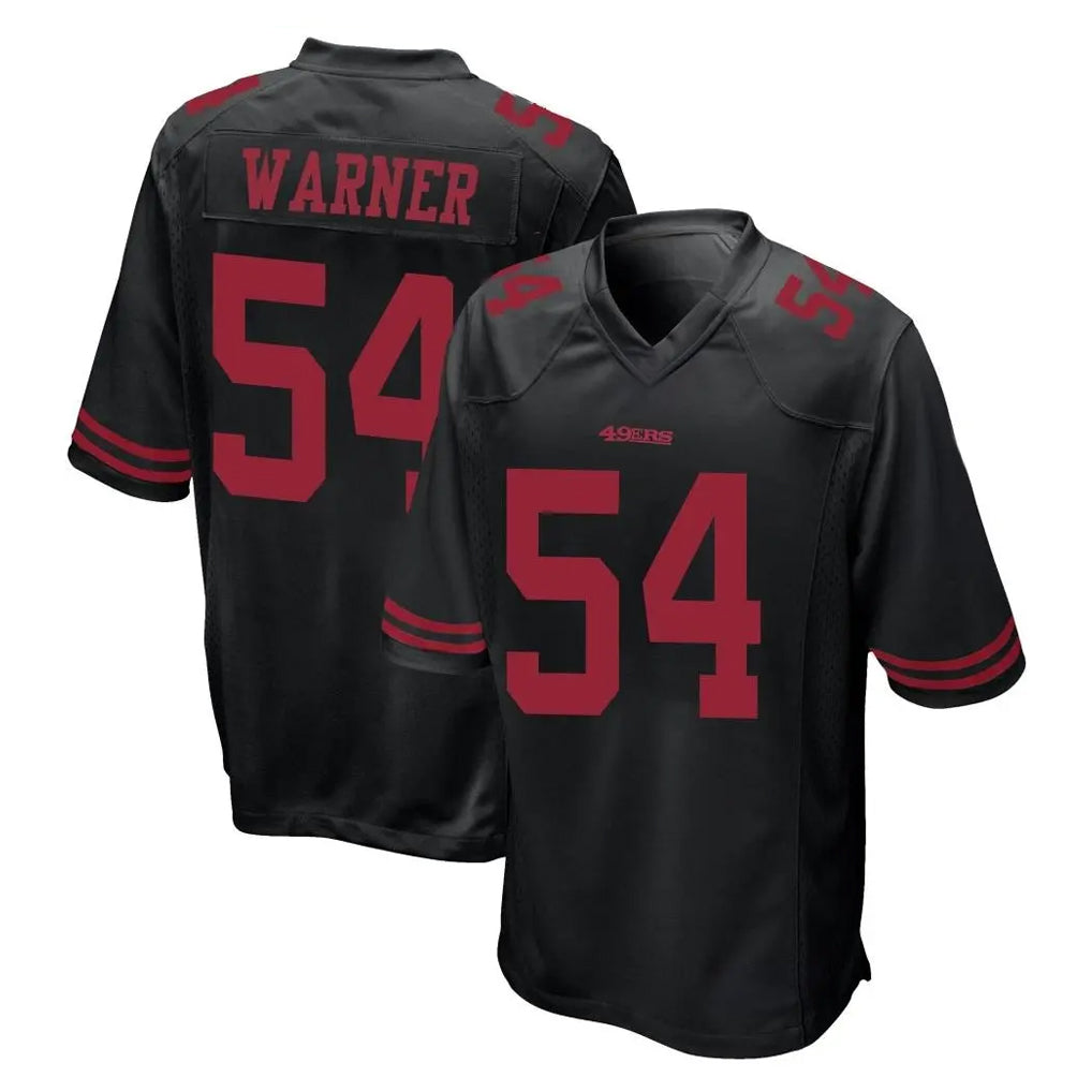 Parkc SF.49ers #54 Fred Warner Player Black Alternate Home Game Stitched Jerseys