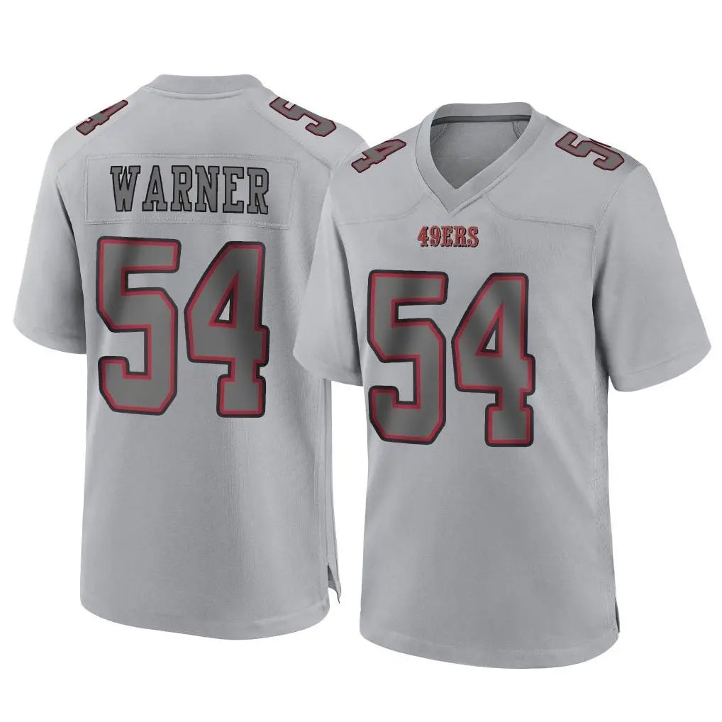 Parkc SF.49ers #54 Fred Warner Player Gray Atmosphere Fashion Home Game Stitched Jerseys