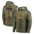 Parkc SF.49ers #54 Fred Warner Player Olive Salute to Service Pullover Hoodie Home Game Stitched Jerseys