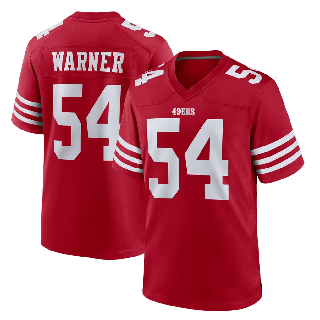 Parkc SF.49ers #54 Fred Warner Player Red Game Home Stitched Jerseys