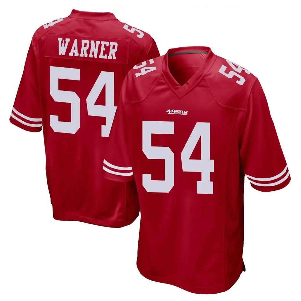 Parkc SF.49ers #54 Fred Warner Player Red Home Game Stitched Jerseys